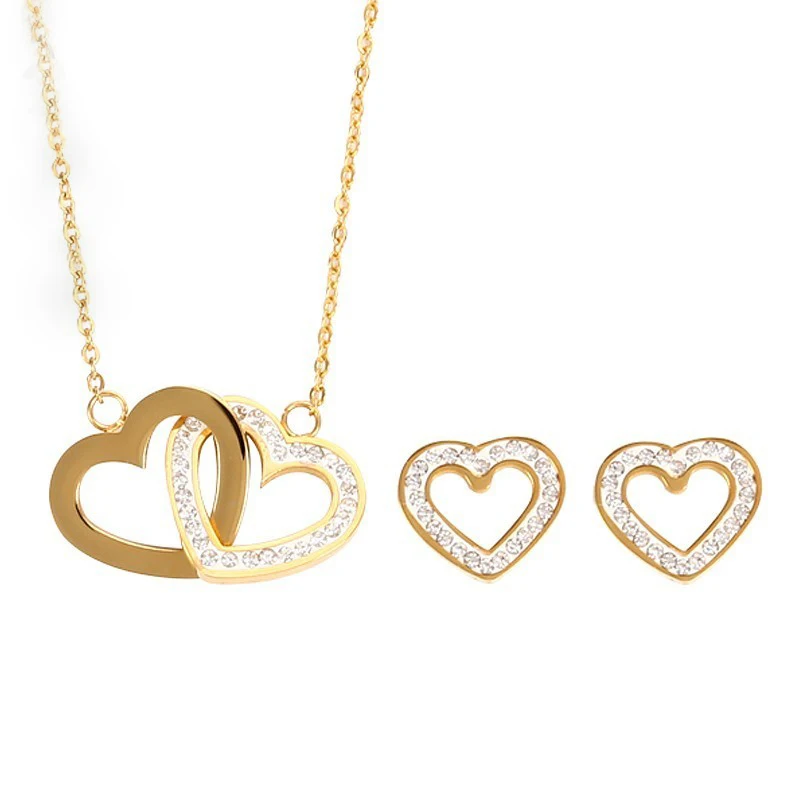Ожерелье с двойным сердцем RIR цепочка из нержавеющей стали два двойных