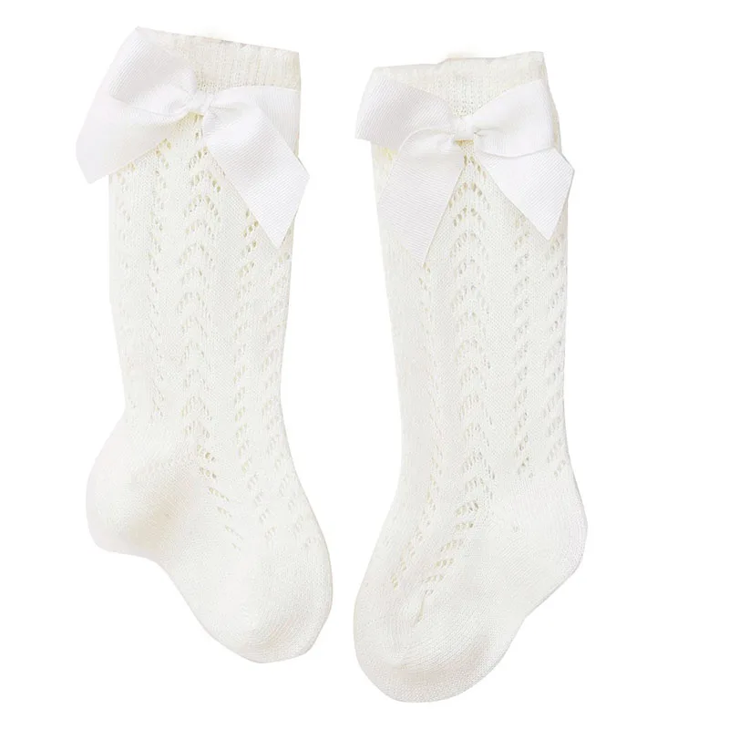 

Baby White Bow Princess Socks Infant Kids Knee High Mesh Lolita Socks Toddler Soft Solid Socks Spanish Stockings for Little Girl