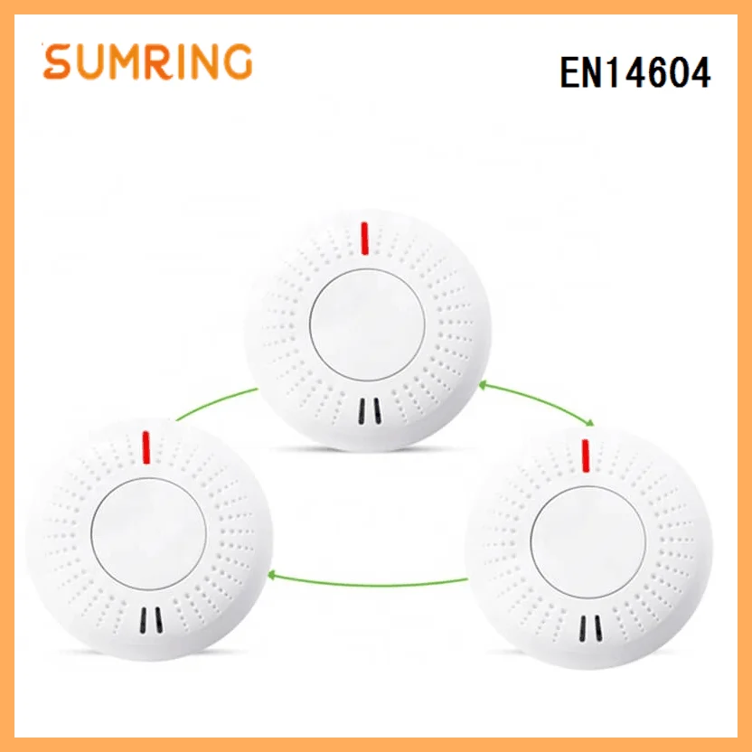 Detector de humo interconectado, 433Mhz, EN14604, batería de litio, alarmas de humo interconectadas