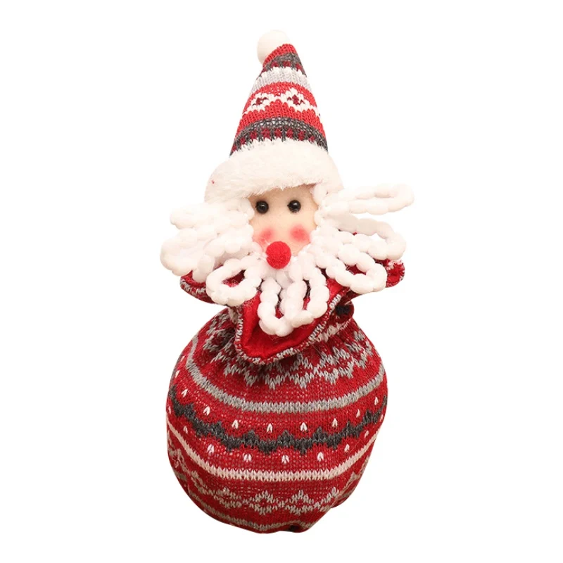 Christmas Candy Bags Knitted Santa Claus Snowman Gift Holder Bag Children Bag Drawstring Pouch Container Organizer Case