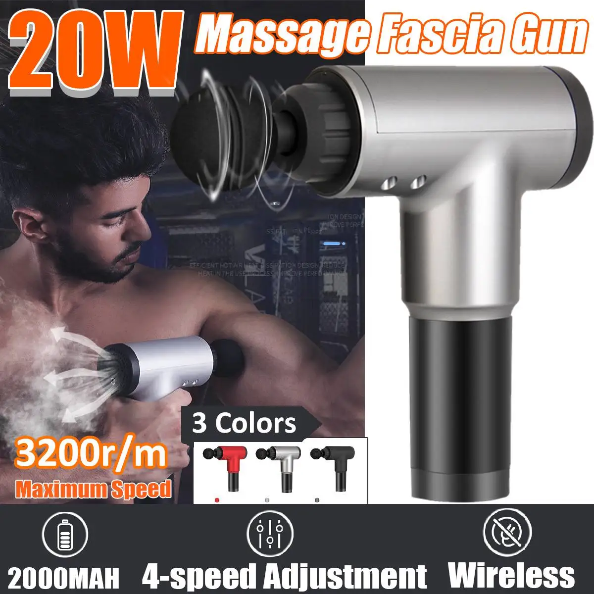  Professional 3200r/min Therapy Massage Guns 4 Gears Muscle Massager Pain Sport Massage Machine Rela
