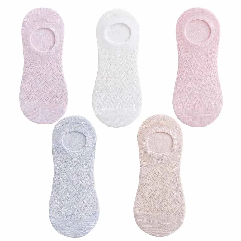Women's socks 5 pairs Invisible Cotton Anti-slip short mesh summer cool 2021 trends cute no-show ankle Lot fashion socks happy