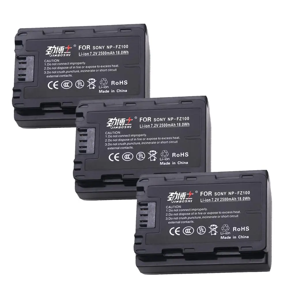 

3Pcs NP-FZ100 NPFZ100 NP FZ100 Rechargeable Li-ion Battery for Sony NP-FZ100, BC-QZ1, Sony a9, a7R III, a7 III, ILCE-9 Cameras