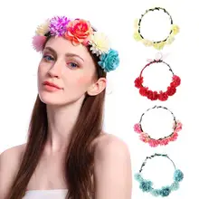 Большая Роза головной убор для свадебной вечеринки пляжная фотография венок цветок девушка Гирлянда Свадебные Аксессуары Boho женский головной Убор