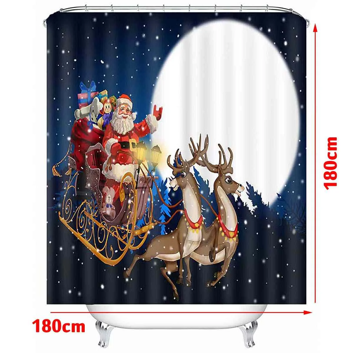 Merry Christmas набор для ванной Снеговик Дед Мороз Санта колокольчик лося узор водонепроницаемый Душ шторы Туалет крышка коврик нескользящий ковер