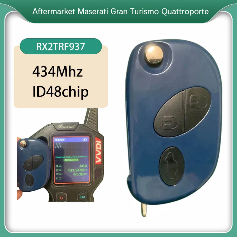 

CN089004 Aftermarket For Maserati Gran Turismo Quattroporte Flip Key 433MHZ 3 Button Remote FCC RX2TRF937