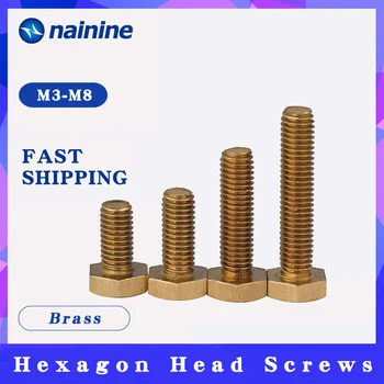 

DIN933 M4 M5 M6 M8 M10 Brass Screws Copper Bolts DIN933 Hexagon Head Screws Threaded Up To The Head HW207