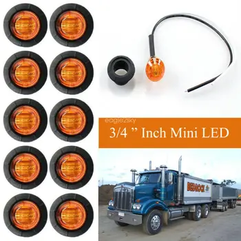 

Waterproof 12V-24V Yellow Truck Side Lights Wide Range Voltage 3LED 3/4 Inch