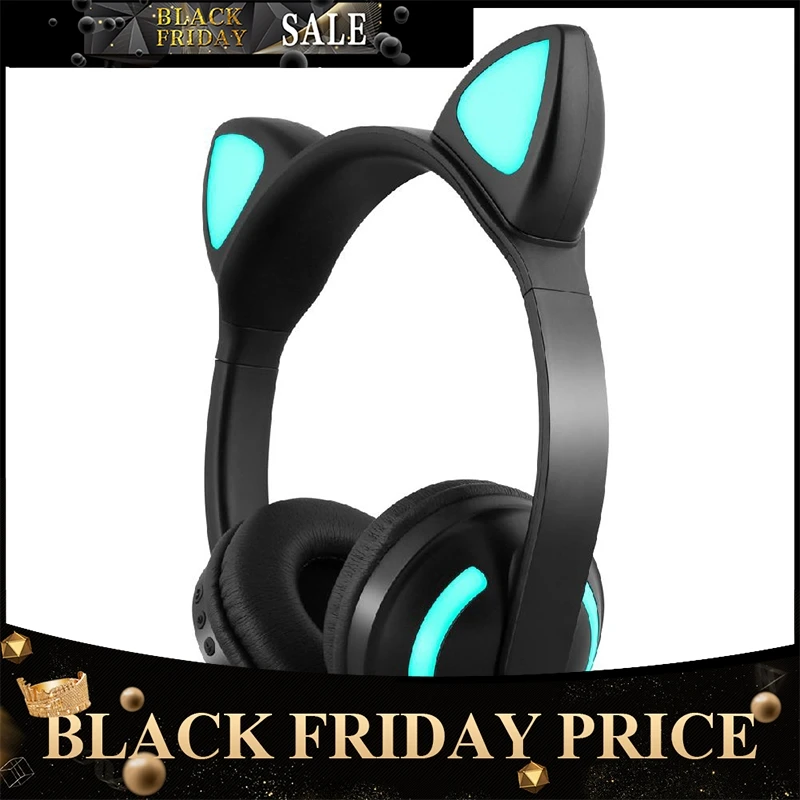 Bluetooth Animal Ear Headphones Women Flashing Glowing Cat Ear Headphones Gaming Headset LED Light Earphone R29