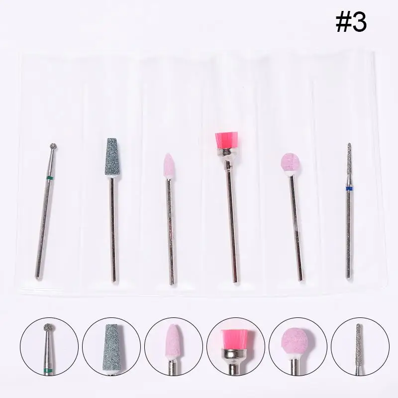 6pcs 3 KALIBUR 30 шт. сверла для ногтей, электрический сверлильный станок для ногтей, набор силиконовых керамических фрез для удаления УФ-геля - Цвет: 6pcs 3