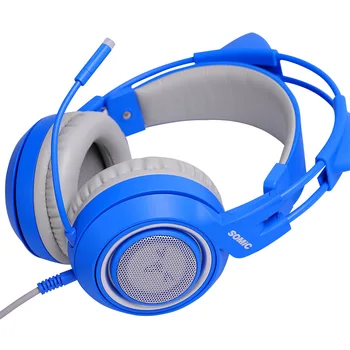 

Wired Stereo Gift With Mic Phones Noise Reduction Self-adjusting Over-ear Detachable Cat Ear Universal Gaming Headset PC Cute