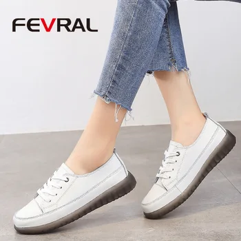 

FEVRAL 2020 Shoes Woman Leather Lace-Up Thick Bottom Flat Platform Martin Shoes Unisex Spring Summer Causal Shoes Flats Oxfords