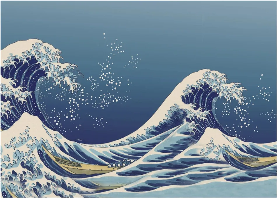Японский Ukiyo-e волна синий фон настенная бумага s для гостиной спальни суши Ресторан промышленный Декор настенная бумага 3D