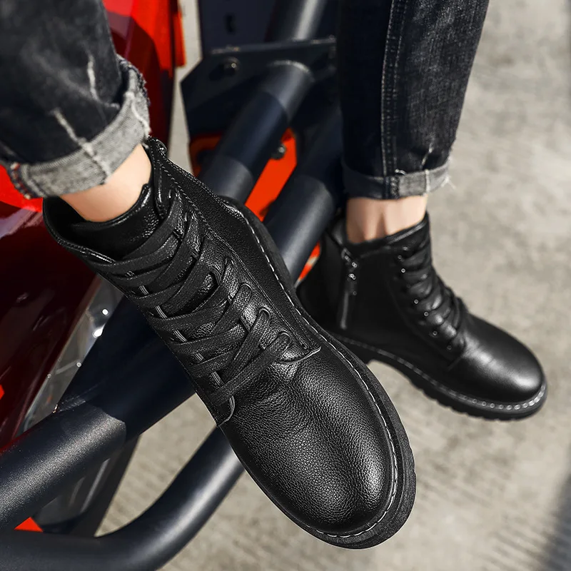 

2019 Winter plus Velvet INS New Style Hight-top Thick Bottomed Martin Boots Outdoor Trend England Fan Car Boots Fashion MEN'S SH