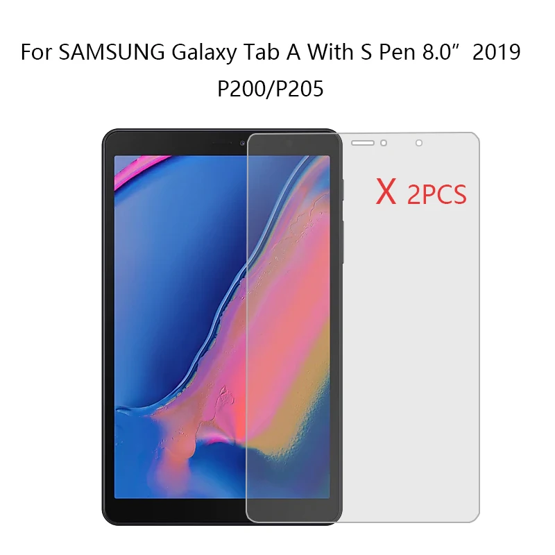 2x9 H HD протектор экрана из закаленного стекла для 8 0 &quotSAMSUNG GALAXY Tab A с S Pen 2019 SM p200N p205
