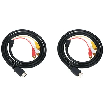 

2PCS HDMI Male to 3 RCA AV o Video Cable Adapter 5FT HDMI to RCA One-Way Transmission Cable For TV HDTV DVD 1.5M