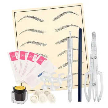 

Stainless Steel Positioning Measure Microblading Ruler Makeup Eyebrow Tattoo Calipers Stencil Beauty tool with Needle Pen Kit