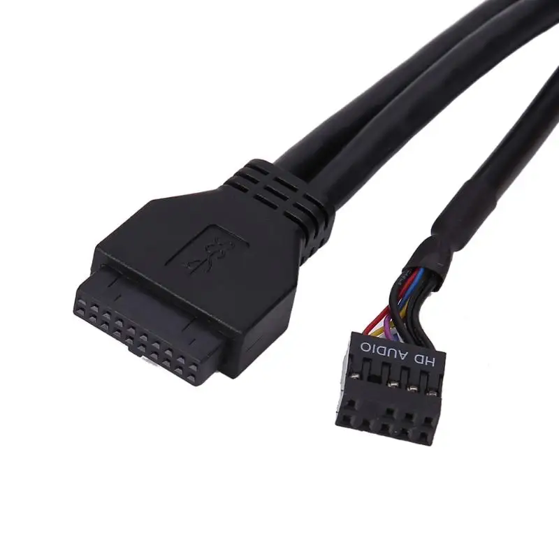 Хит 3," 20Pin до 2 USB 3,0 портовый концентратор+ HD аудио ПК флоппи расширение Передняя панель стойка для компьютера ПК с аудио кабелем 9PIN-9PIN