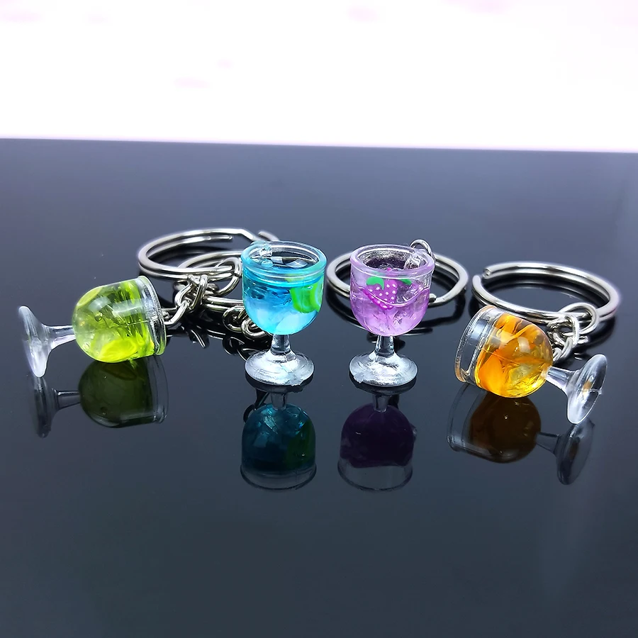 

Acrylic Cute Simulation Mini Goblet Keychain Drink Fruit Juice Keyring Backpack Pendant Women Girl Men Key Chain Trinket Gift