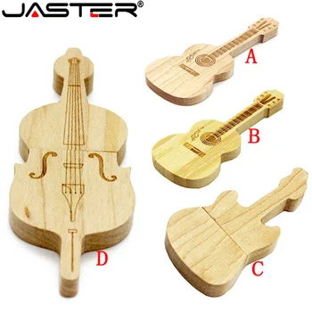 

JASTER Wooden guitar USB Flash Drive music pendrive 4GB 16GB 32GB 64GB memory stick pen drive u stick mini gift 1PCS free logo