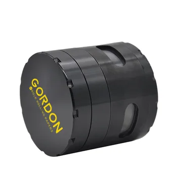 

4 Parts Dia.63mm/2.5" Aluminum Alloy CNC Teeth Hand Crank Tobacco Crusher With Window Metal Herb Grinder Gadgets For Men