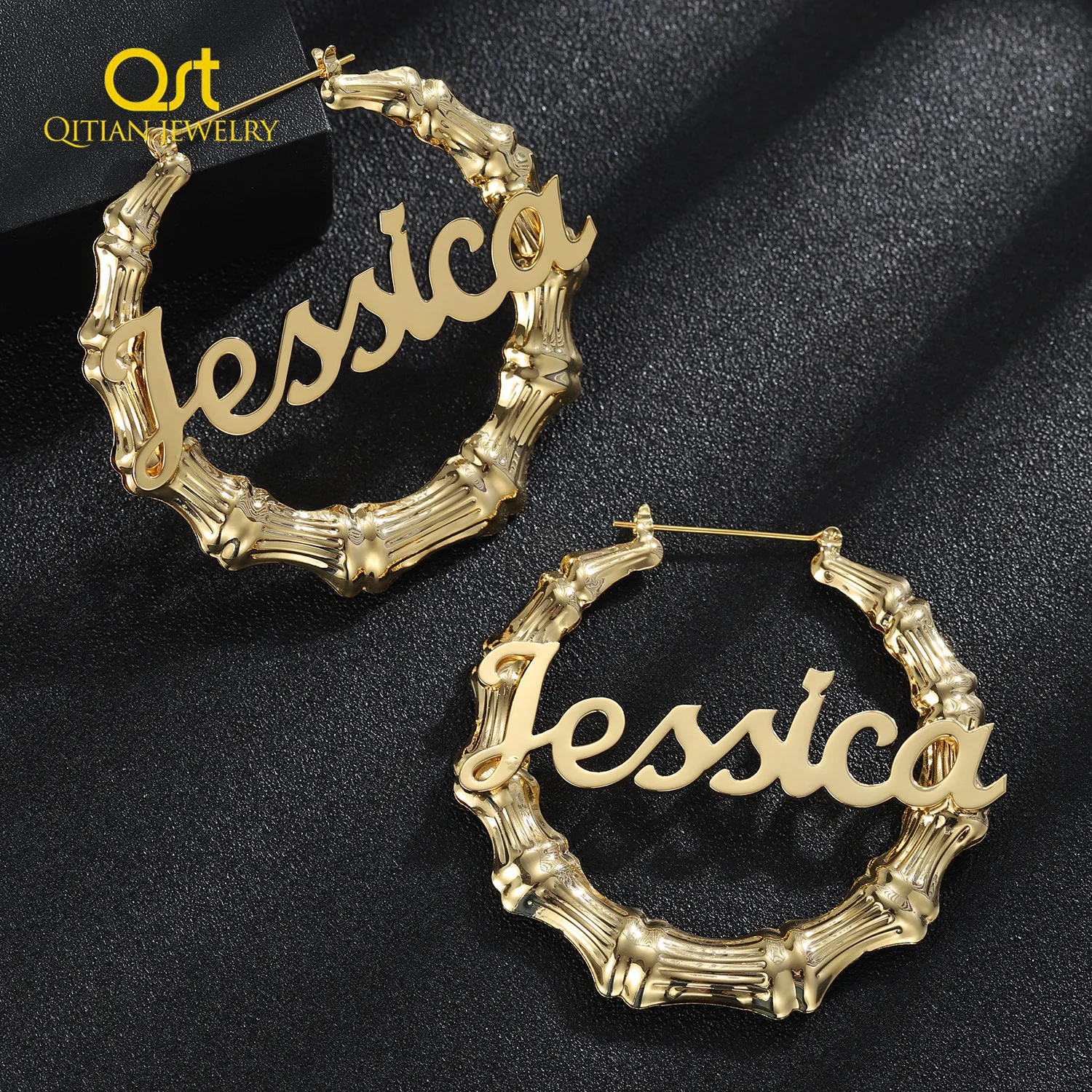 Custom Bamboo Hoop Earrings Image 6