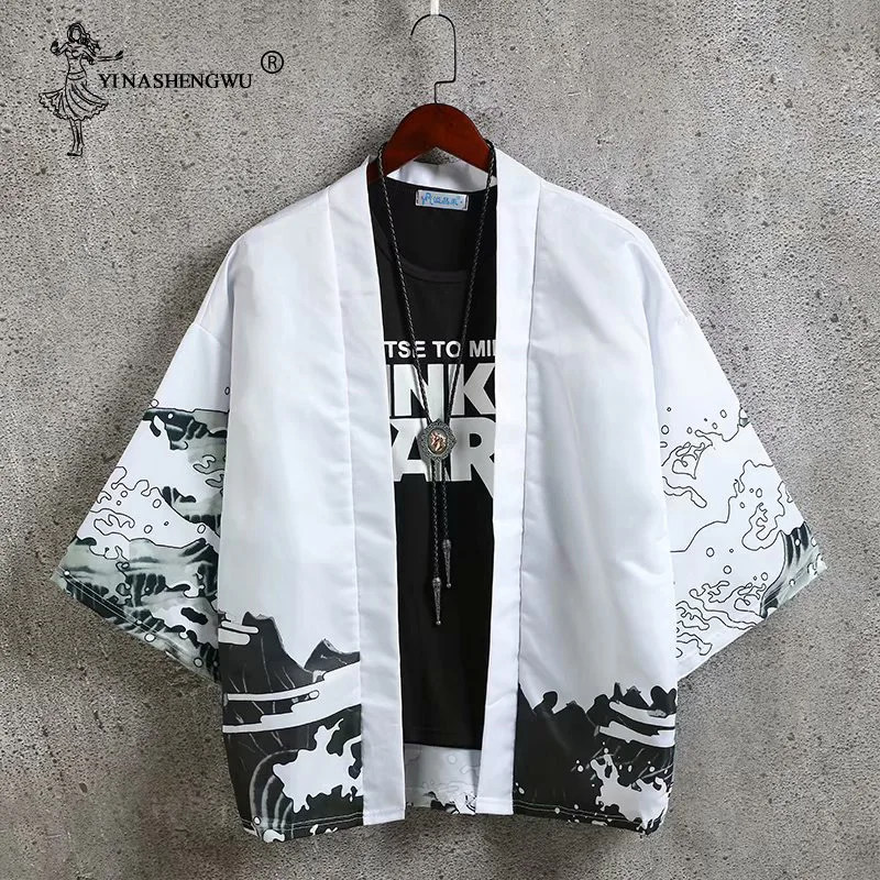 Kimonos Кардиган для мужчин юката женское традиционное японское кимоно унисекс Harajuku пляжная свободная тонкая рубашка Солнцезащитная рубашка пальто