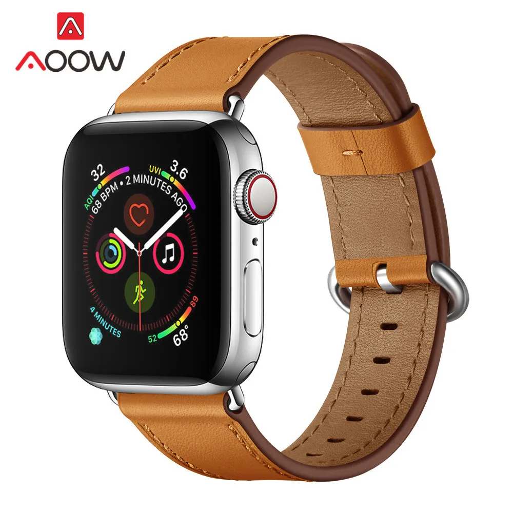 Ремешок для часов из натуральной кожи для Apple Watch 5, 4, 38 мм, 42 мм, 40 мм, 44 мм, роскошный мужской и женский браслет для iWatch 3, 2, 1