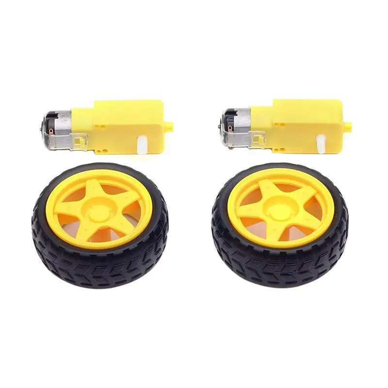 

ABKT-2Pcs Plastic Tire Wheel with Gear Motor Dual Shaft for Smart Car Robot Arduino (Pack of 2)