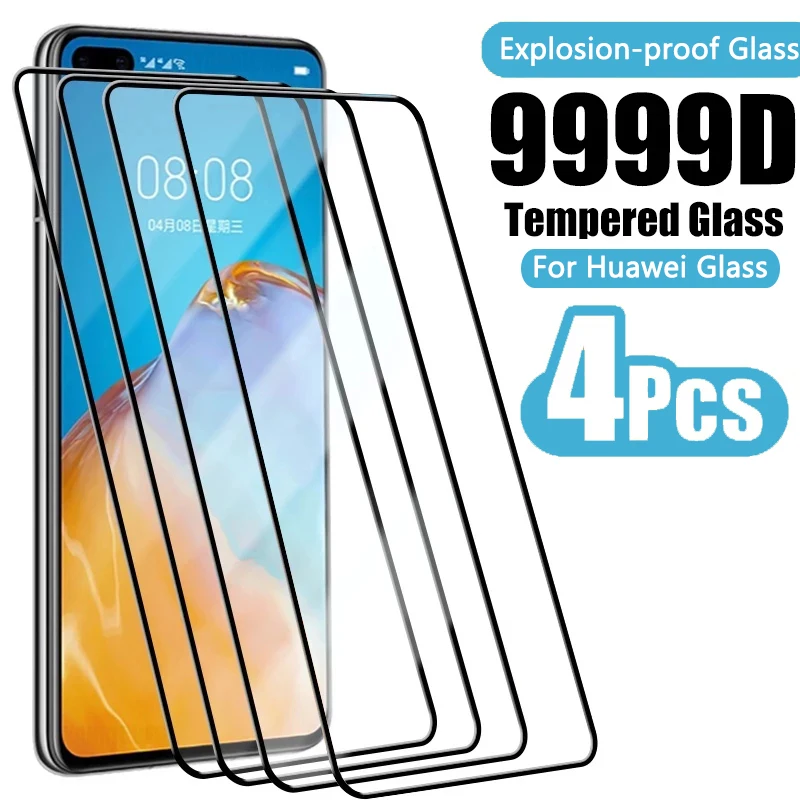 4Pcs Tempered Glass For Huawei P30 P20 P40 Lite Screen Protector Mate 20 30 Pro P Smart Z 2021 2019 | Мобильные телефоны и