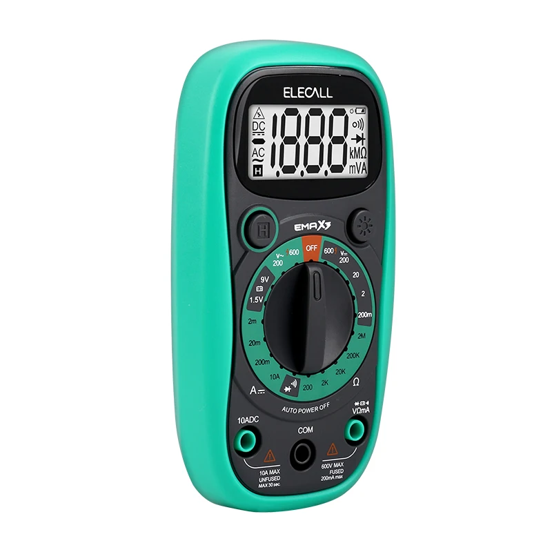 ELECALL EMAX3 мини карманный цифровой мультиметр 1999 отсчетов AC/DC Вольт Ампер Ом диод hFE тестер непрерывности Амперметр Вольтметр