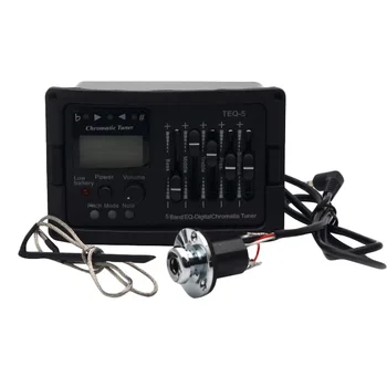 

5 Band Acoustic Guitar Preamp EQ Equalizer Classical Acoustic Guitar Amplifier Digital Blend Tuner Piezo Pickup with Tail Pin