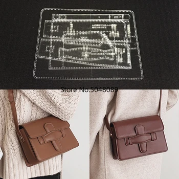 

Leather Diy Women Shoulder Bag handbag Pattern Stencil Acrylic Template Handmade Leathercraft Tool set Sewing Pattern 20x15x7cm