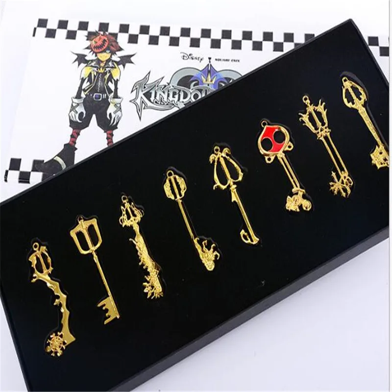 

8pcs/set Kingdom Hearts II KEY BLADE Sora Necklace Keyblade Pendant Weapons Set Gift A1009