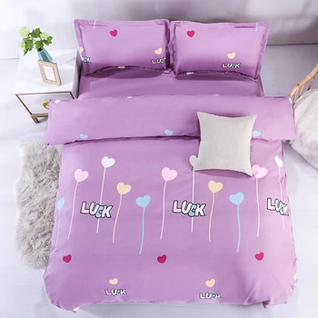 

Not Fade Bedding Set 4pcs With Cotton Comforter Cover & Flat Sheet & Pillowcase High Color Fastness Duvet Cover Set