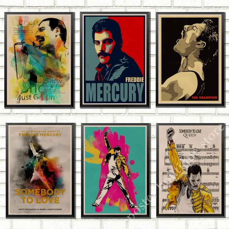 С группой Queen музыкальный постер из крафт бумаги Freddie Mercury винтажная