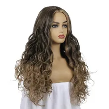 Pervado Волосы Длинные Синтетические объемные волнистые волосы парики для афро-американских женщин коричневый Омбре накладные волосы на каждый день