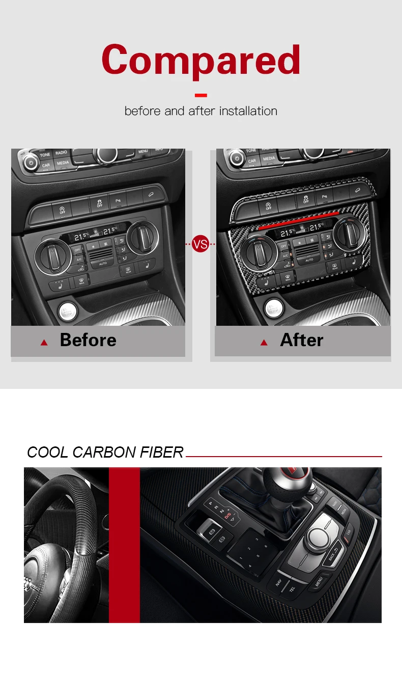 Авто аксессуары интерьер углеродного волокна автомобиля Наклейка консоль CD воздушный ручка кондиционера рамочные полосы крышка отделка для Audi Q3 2013