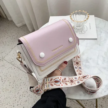 

Small bag women 2020 new Korean version of small square bag wide shoulder strap fashion Joker shoulder Messenger bag