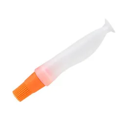 Portable Silicone BBQ Basting Brush and Oil Bottle Set - Temperature Resistant Baking & Grilling Accessories (Orange)