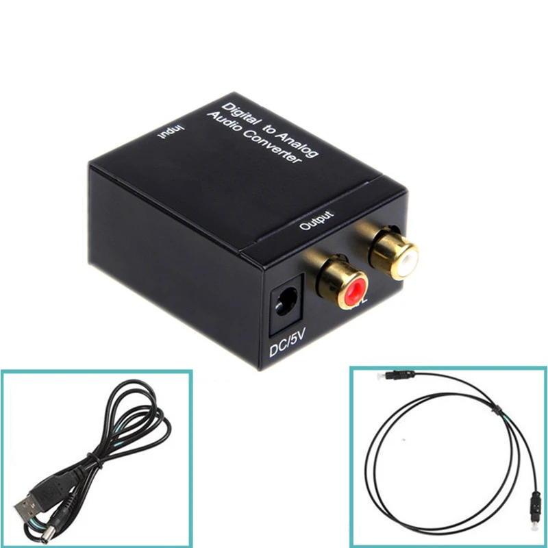 Adaptador de convertidor de Audio, Cable de alimentación USB, Digital óptico Coaxial Toslink de Audio Coaxial a analógico L/R RCA, 1 unidad|Conversor de digital a analógico| - AliExpress