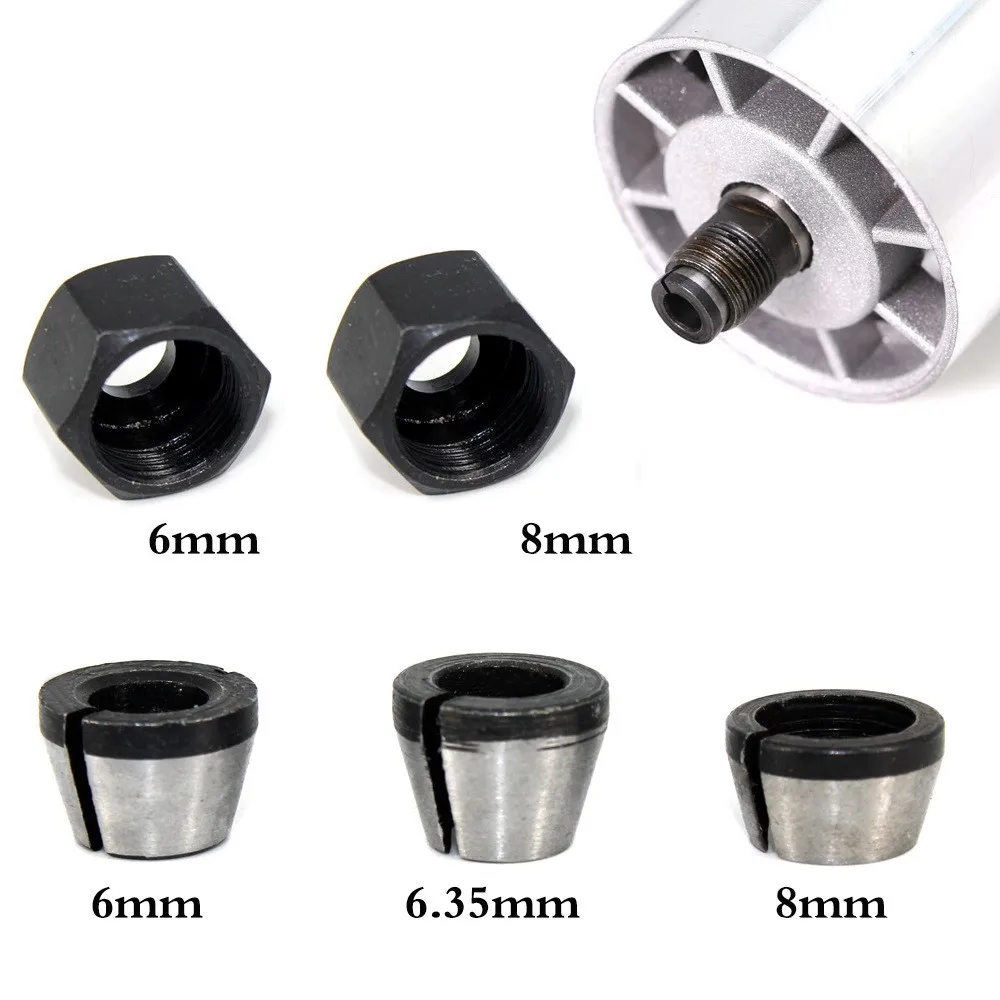 5Pcs/Set 6mm 6.35mm 8mm Collet Chuck Adapter Engraving Trimming Machine Chucks Trimmer Electric Router Bit Collets bit holder