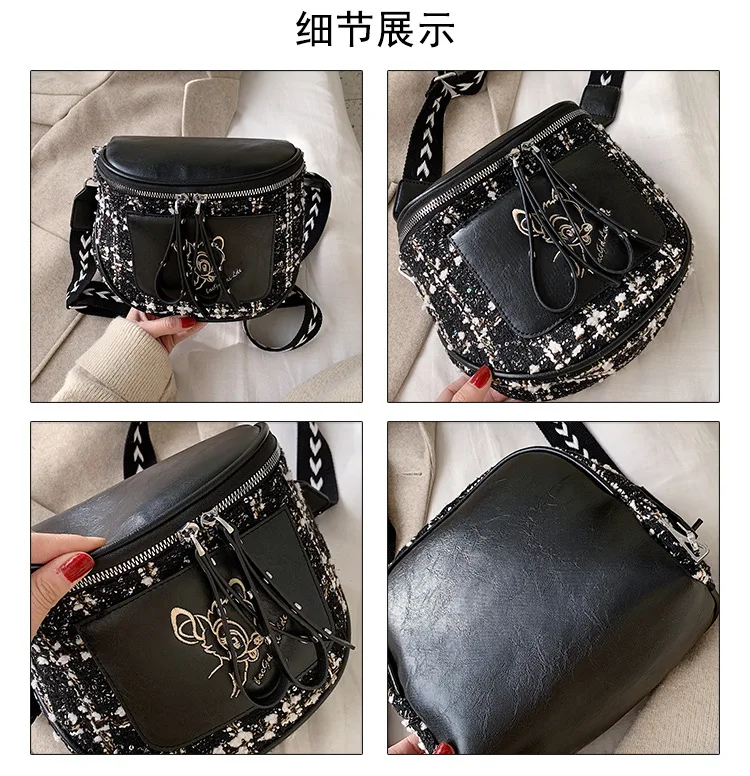 

2019 Winter New Style WOMEN'S Bag Korean-style Casual Shoulder Cosmetic Bag Embroidered Animal Thousands of Birds Bag