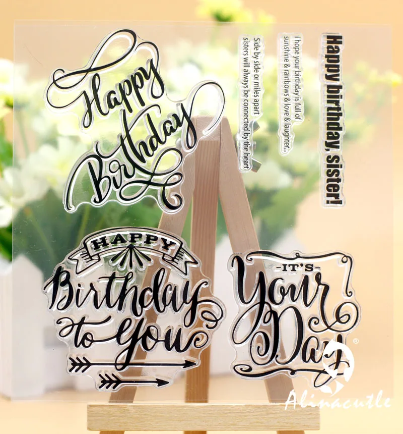 

CLEAR STAMPS Die Cut Your Birthday Scrapbooking Card album paper craft rubber roller transparent silicon stamp AlinaCraft