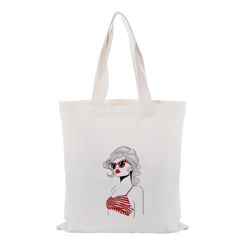 Крутая сумка, холщовая вместительная сумка для покупок, сумка с пользовательским принтом, текстовый логотип, сделай сам, ежедневное использование, экологическая многоразовая утилизация