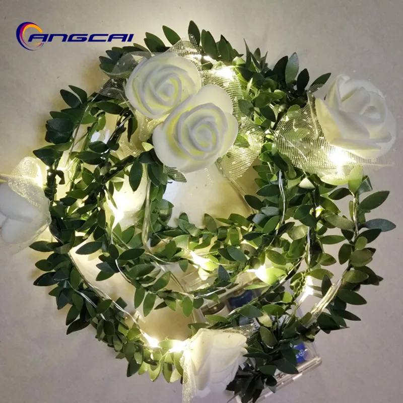 Tiny leaves garland fairy light led copper wire 3AA Battery string lights for Wedding forest Table Christmas home party gift | Лампы и