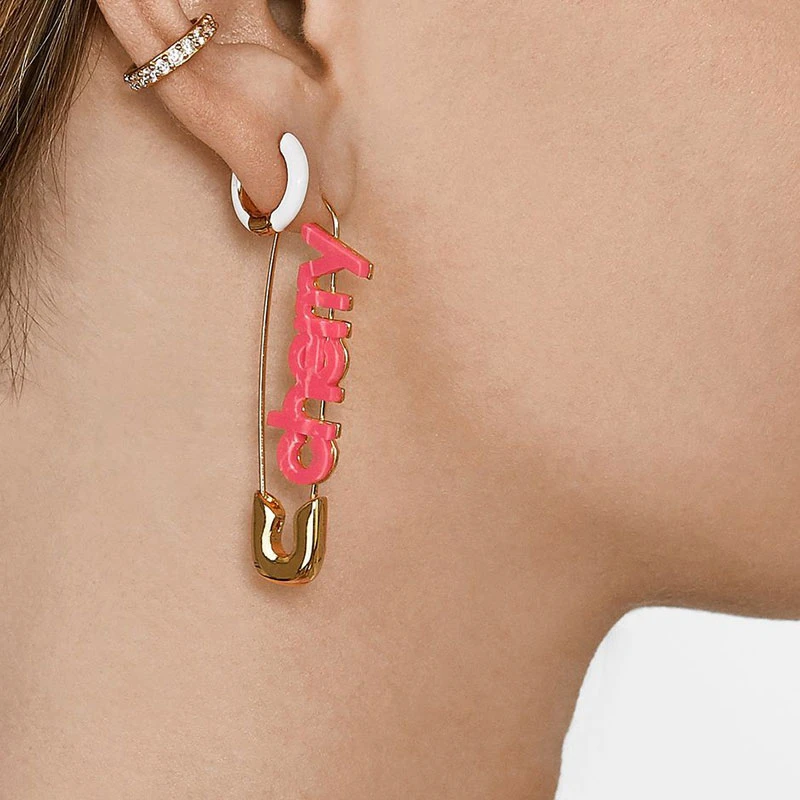 

2019 Unique Simple Paperclip Safety Pin Studs Fashion Elegant Women Girls Jewelry Gold Top Quality Minimal Delicate earring Gift