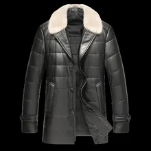 Мужская кожаная куртка, зимняя куртка, Мужская норковая шуба с воротником из натуральной овчины, теплые пуховики, 4xlManteau Homme Hiver MY1818