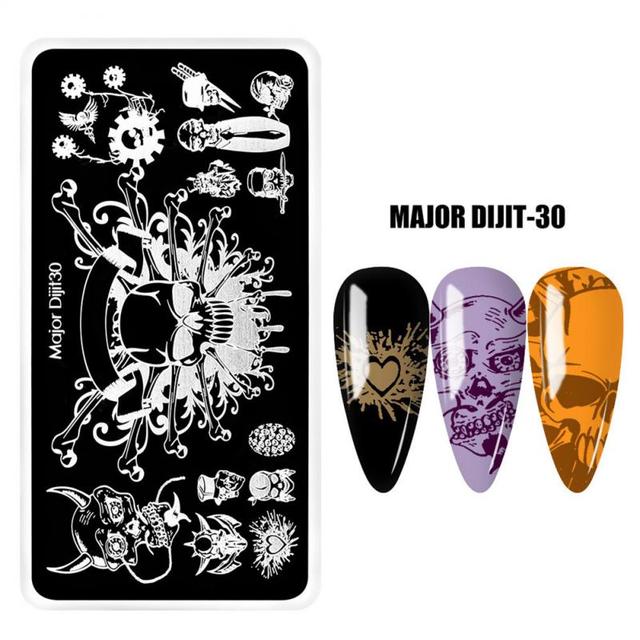 irregular shape Nail Stamping Plates Skull Template Dot Point Image Printing Stencil Nail print template Manicuring Tool