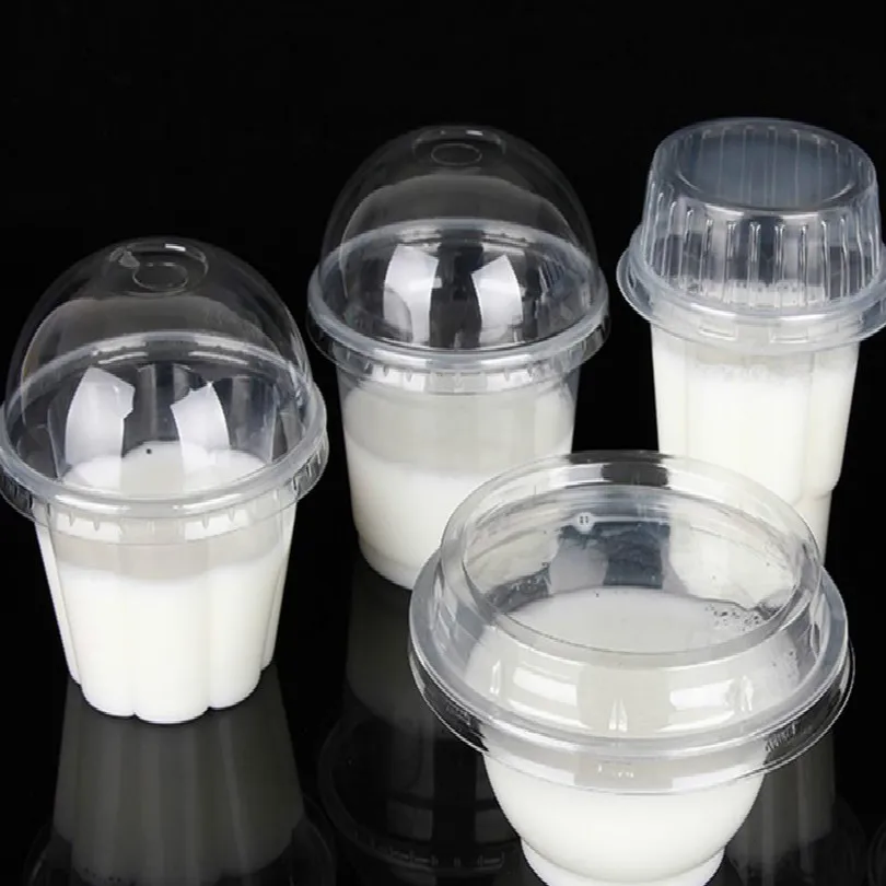 Чашка для приготовления молочных коктейлей пластиковые чашки для десертов чашки для пудинга чашки для мороженого на вынос упаковки еды одноразовые чашки с крышками